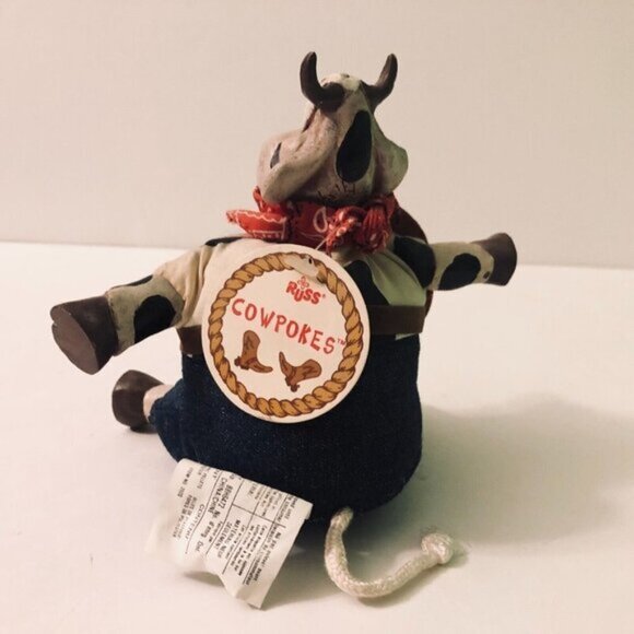 Vintage Russ Berrie Cowpokes Kathleen Kelly Ceramic Bean Bag  Cow - Picture 4 of 12